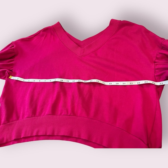 Wild Fable Hot Pink Cropped Sweatshirt Size 2X Plus Size Off the Shoulder crop - Picture 6 of 9